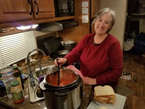 Making dinner in our new RV